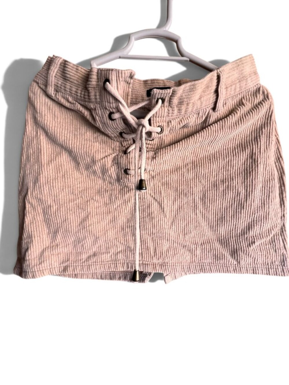 Kendall & Kylie Pink Corduroy Lace-Up Mini Skirt S